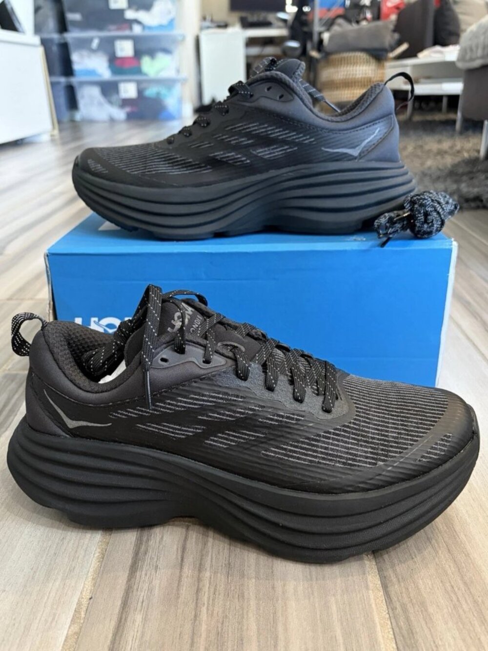 Men’s HOKA Bondi 8 TS Caged Running Shoes - Black/Black 1155391-BBLC